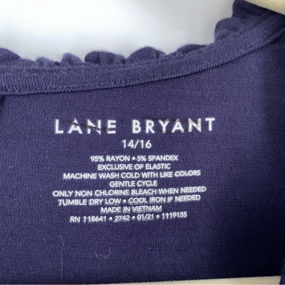 3 for $15 Lane Bryant 14/16 Smocked Tie Neck Short Sleeve Tee Shirt Flowy Top - Picture 3 of 4